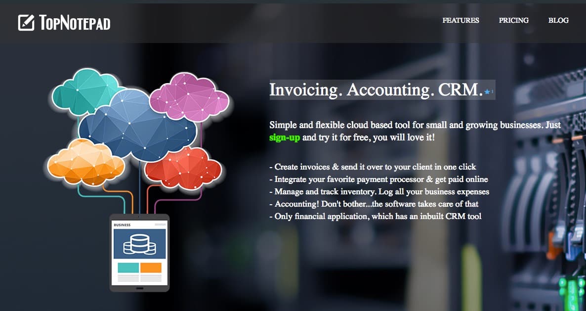 TopNotepad Review - A Cost Effective & Exhaustive Online Invoicing, Accounting, CRM Software