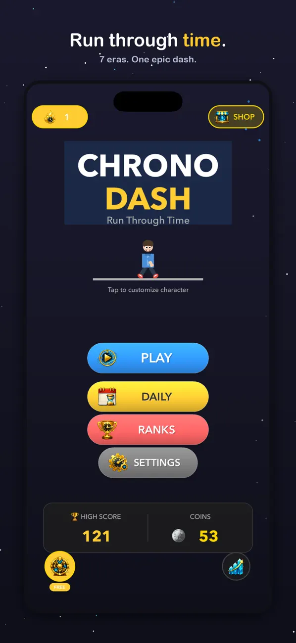 Chrono Dash main menu