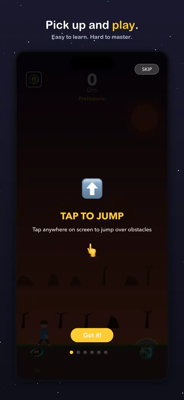 Tutorial explaining tap to jump and swipe to slide