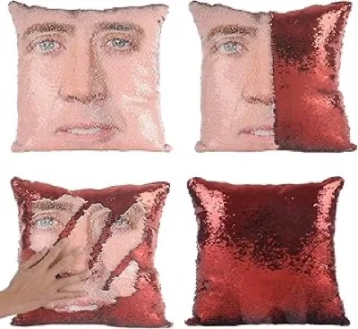 Nicolas Cage reversible sequin pillow