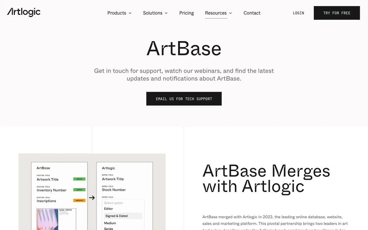 Masterpiece Manager homepage screenshot — art gallery management software