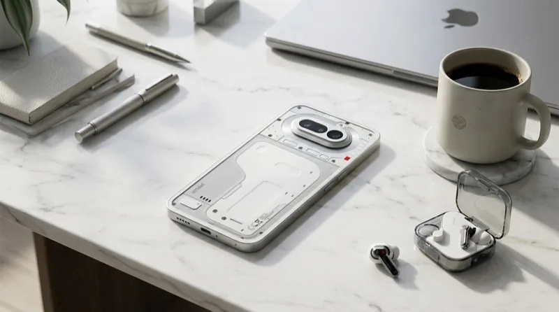 Nothing Phone 4a angle view showing design and camera system