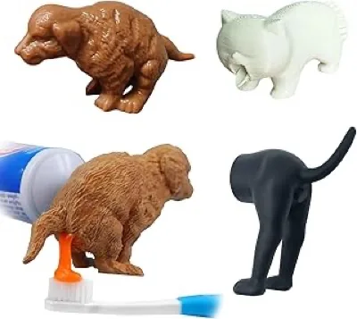Pooping dog butt toothpaste topper