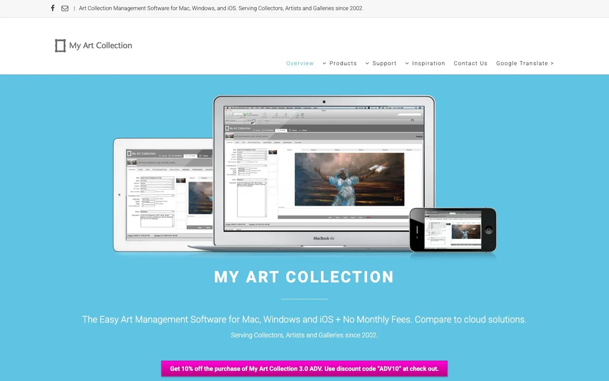 My Art Collection homepage screenshot