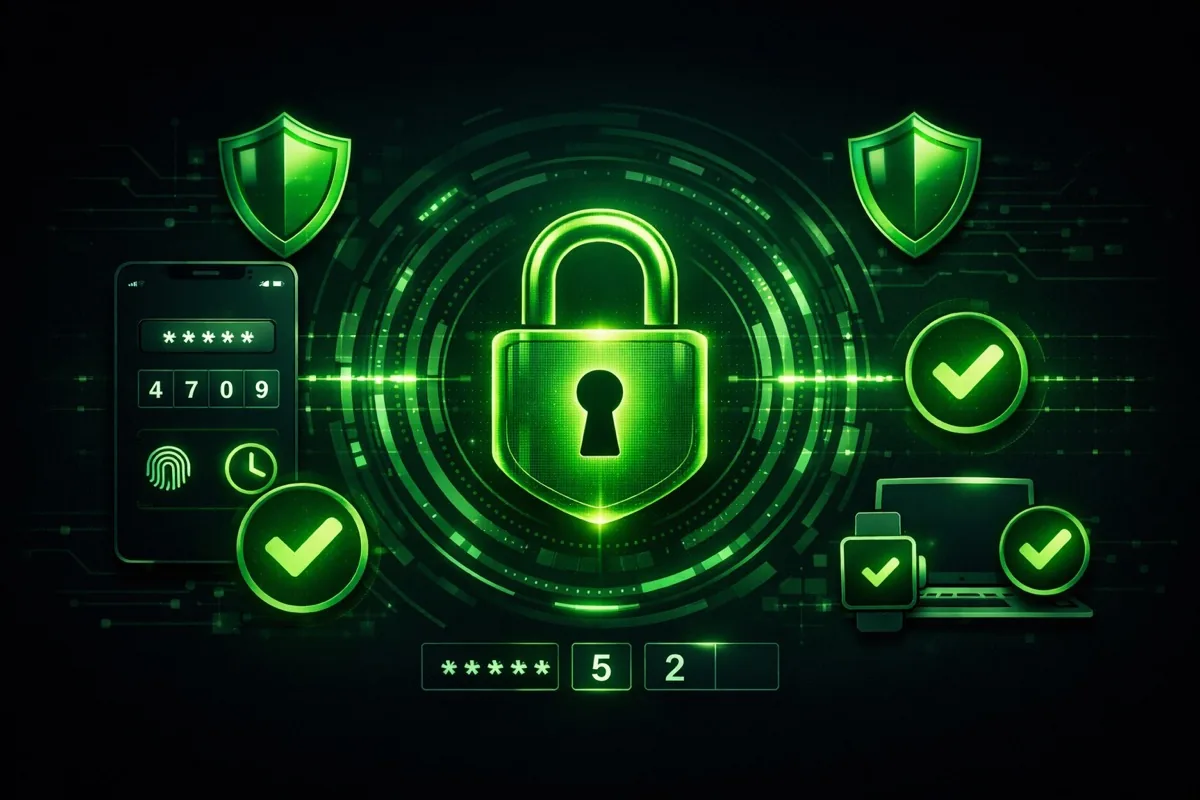 Roblox account protection with authenticator app and green security indicators