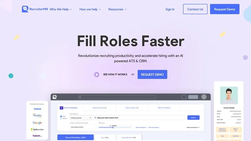 RecruiterPM applicant tracking software dashboard