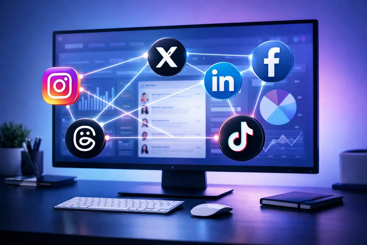 Social media management dashboard connecting multiple platforms
