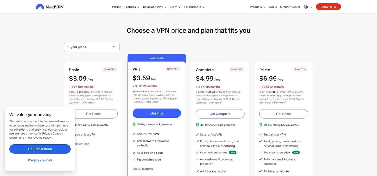 Surfshark VPN pricing — Surfshark Starter, One, One+ plans