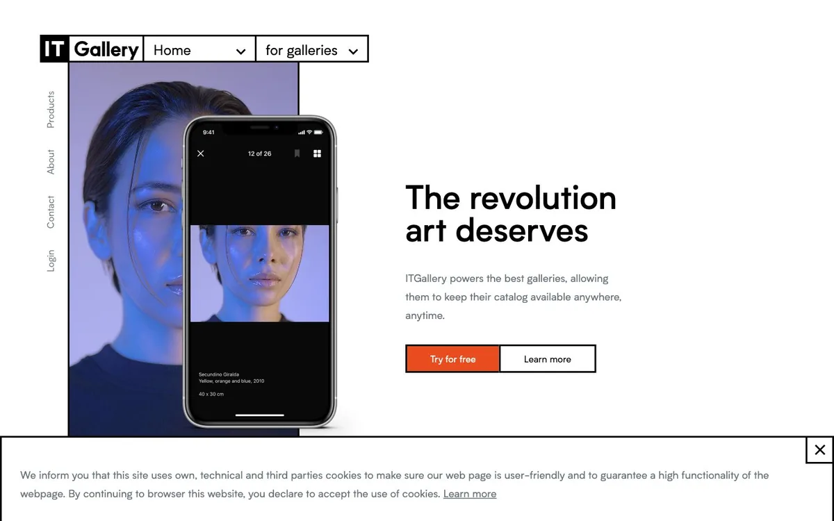 ArtBinder homepage screenshot — art gallery management software