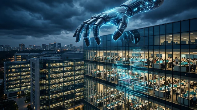 AI threatening India outsourcing industry illustration