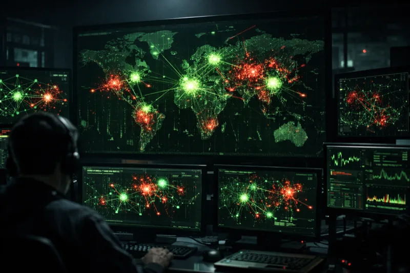 Botnet takedown cyber warfare control room