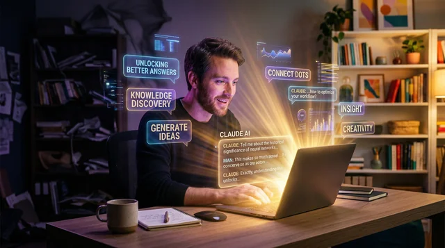 Claude AI starter prompts for better answers - person using AI chatbot