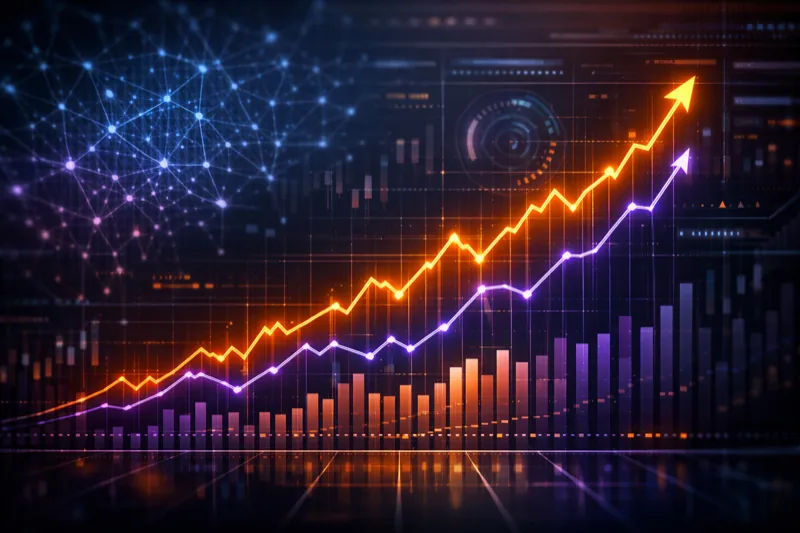 Dramatic upward-trending data graph showing AI subscriber growth