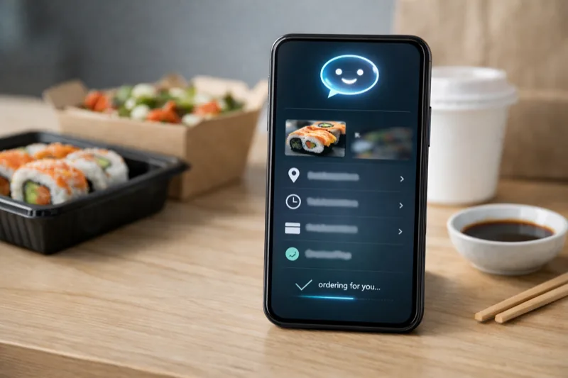 Gemini AI task automation ordering food on a smartphone