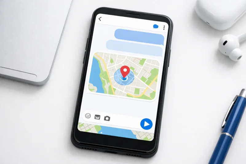 Google Messages app showing location sharing feature on smartphone