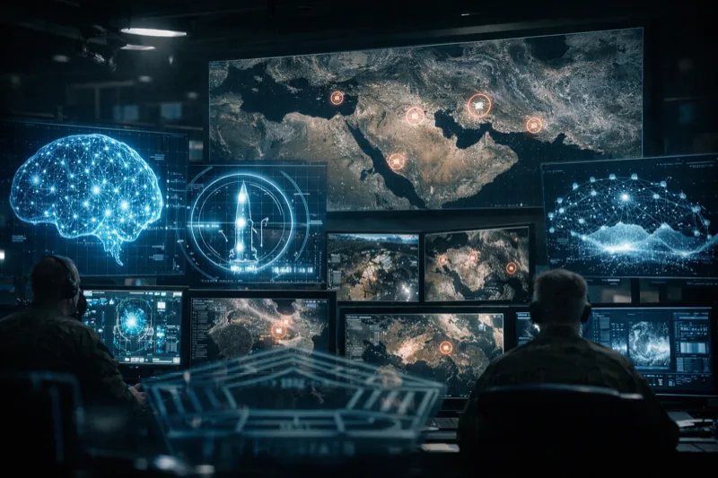 Pentagon Project Maven AI command center with targeting displays