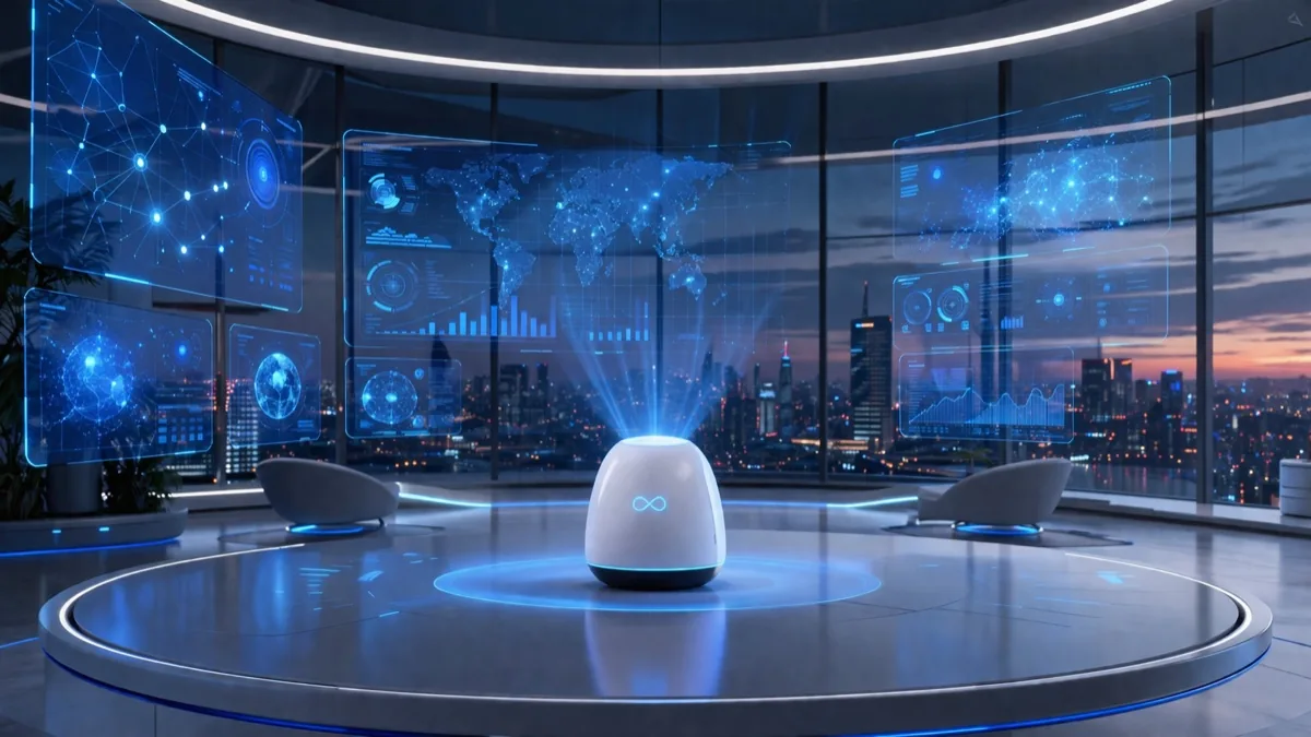 Meta Muse Spark AI model - futuristic AI command center with holographic displays