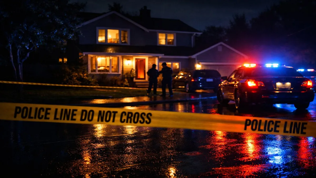 San Francisco street at night with police lights outside a home following the second attack on Sam Altman