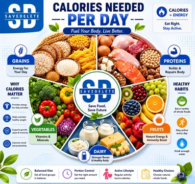 Calories needed per day food groups infographic by SaveDelete