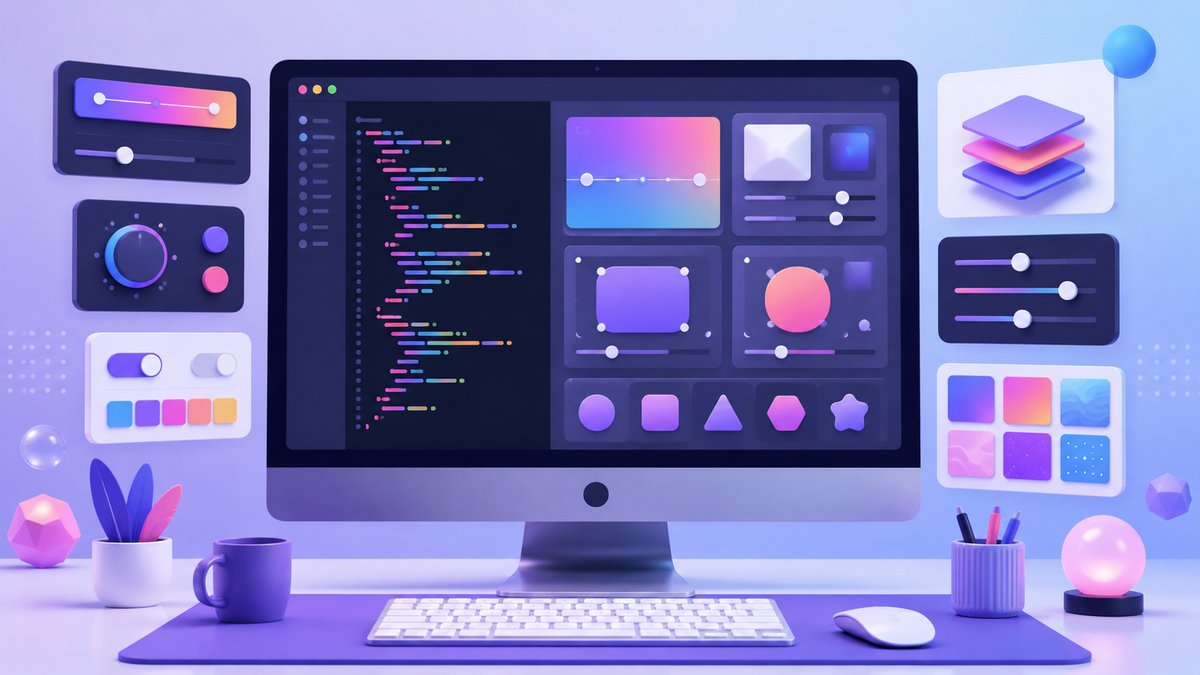 Best CSS generators 2026 — developer workspace with CSS code and gradient, shadow and shape generator panels