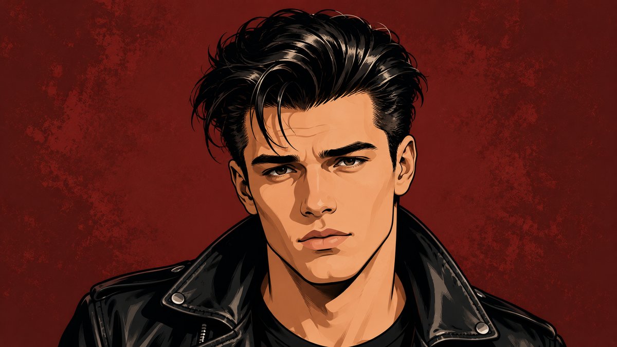Flat illustration of the Messy Push Back — tousled rebellious textured pushed-back look