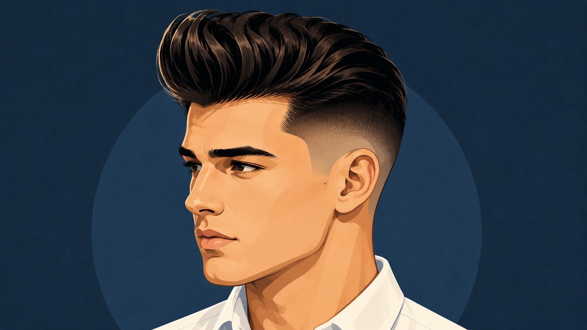 Flat illustration of a Modern Quiff with high skin fade — contemporary barbershop style