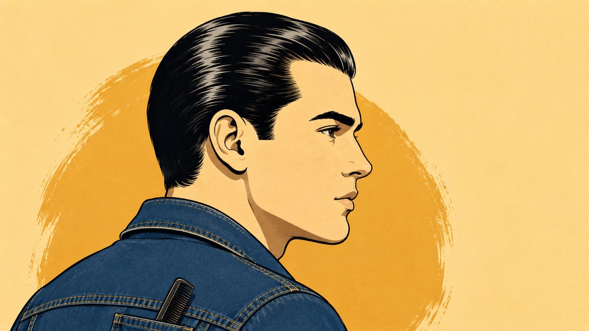 Flat illustration of Slicked Back Hair — smooth, shiny and close to the scalp