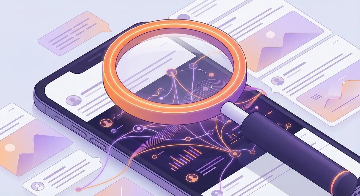 AI analyzing hidden patterns and connections in social media content