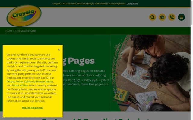 Crayola — free printables for kids homepage