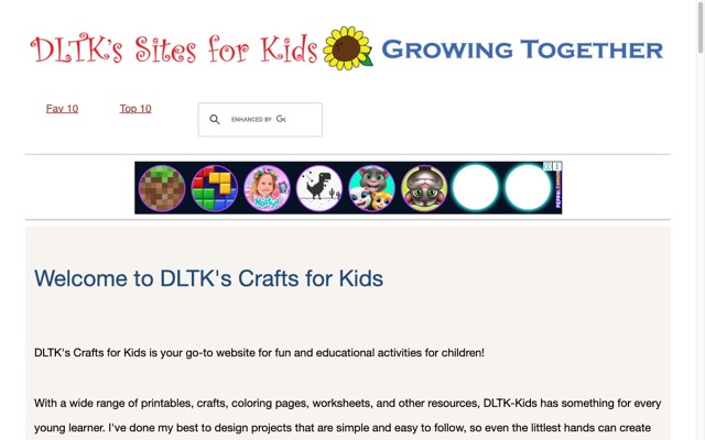 DLTK-Kids — free printables for kids homepage