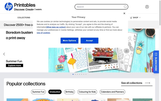 HP Printables — free printables for kids homepage