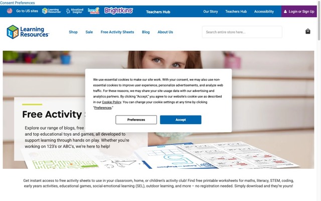 Learning Resources — free printables for kids homepage