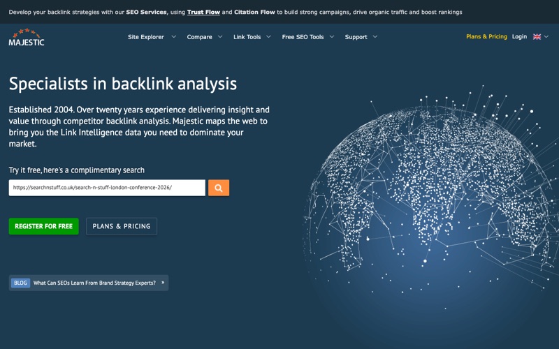 Majestic homepage screenshot