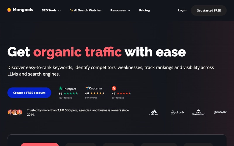 Mangools homepage screenshot