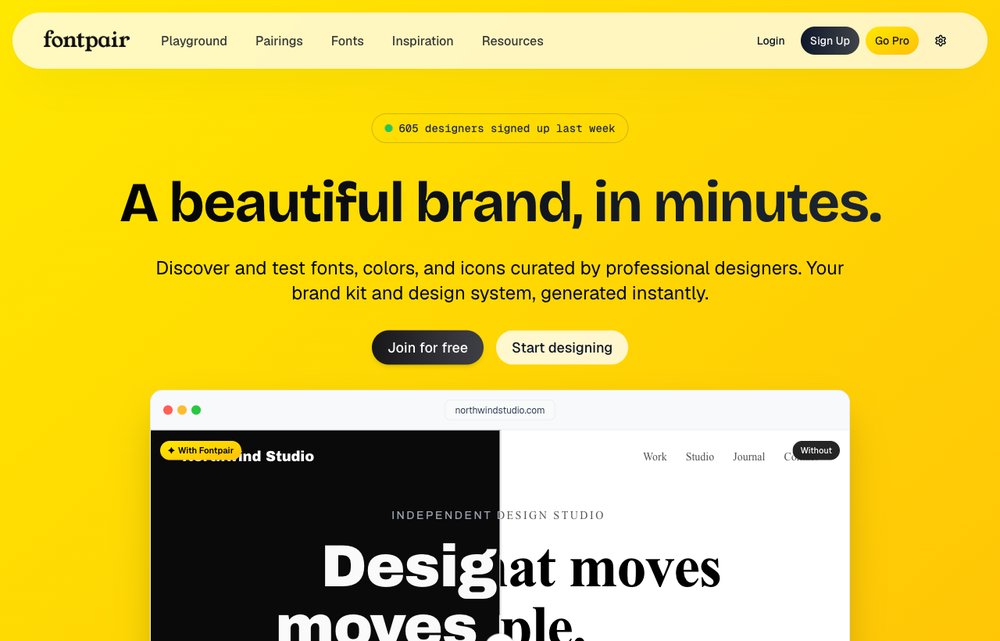 Fontpair homepage screenshot