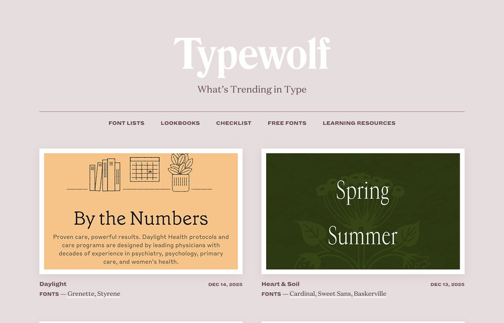 Typewolf homepage screenshot