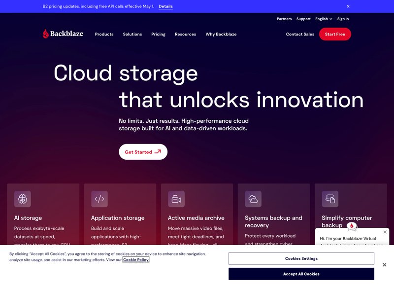 Backblaze homepage