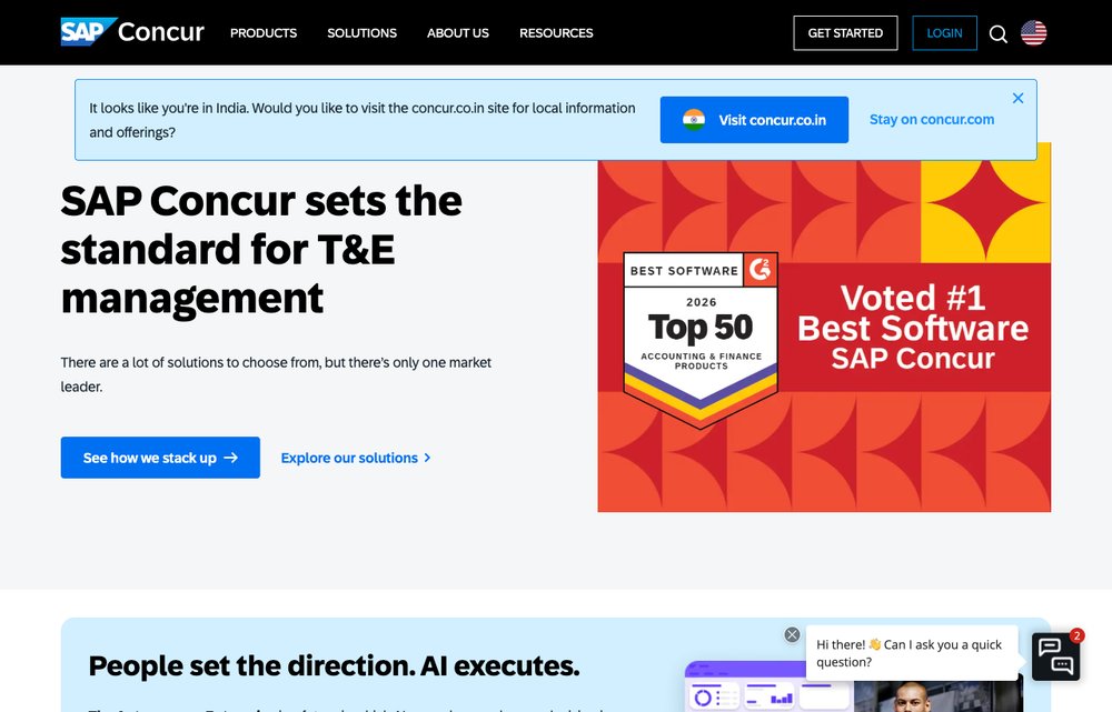 SAP Concur expense software homepage screenshot