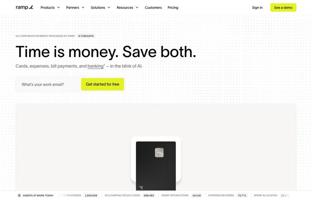 Ramp expense software homepage screenshot