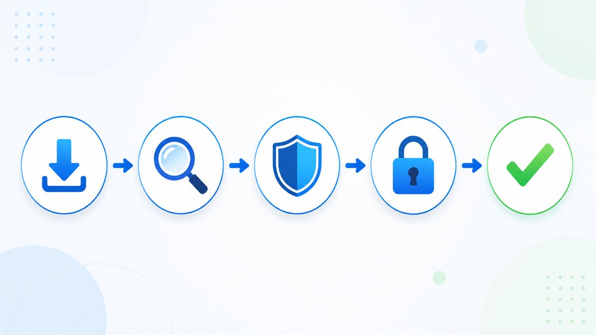 Malware prevention steps — scan, shield, lock and verify process
