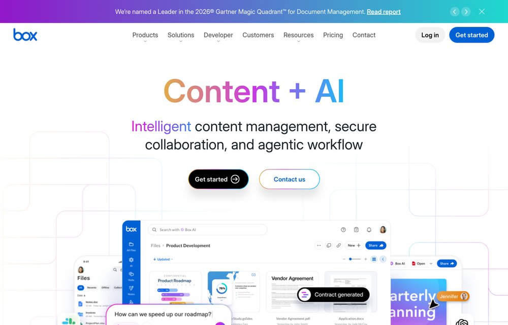 Box homepage screenshot