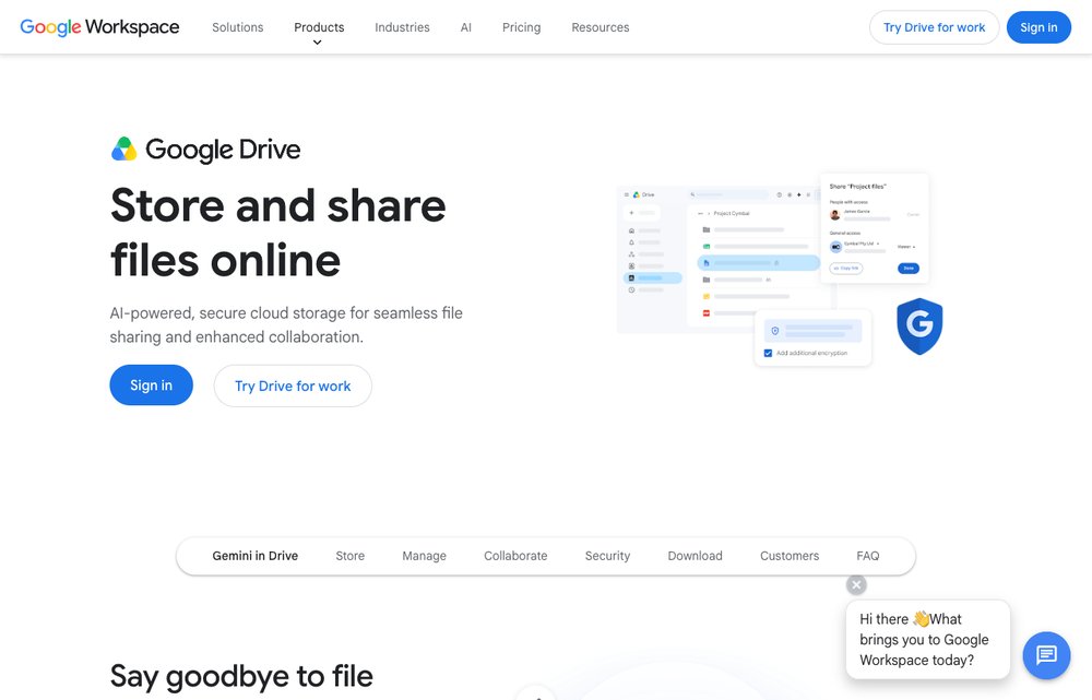 Google Drive homepage screenshot