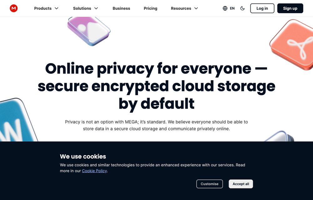 MEGA homepage screenshot
