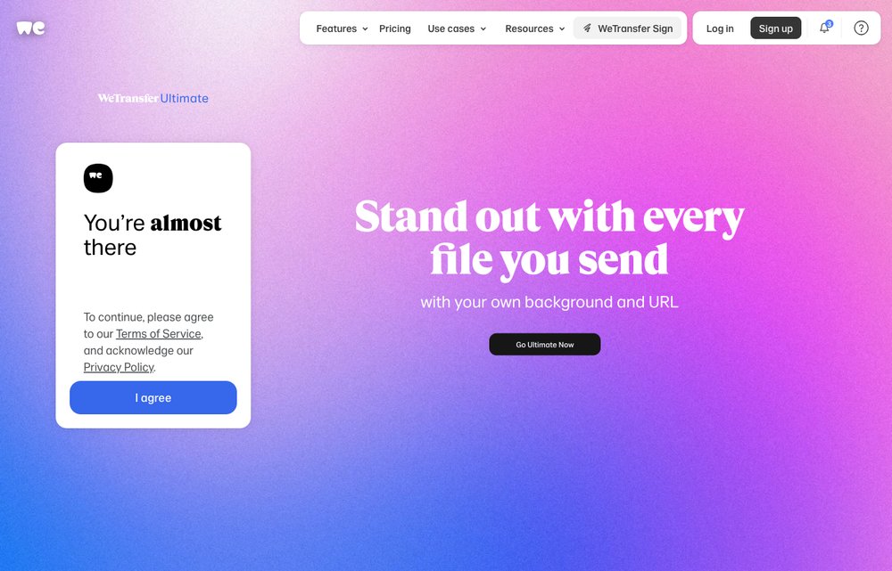 WeTransfer homepage screenshot
