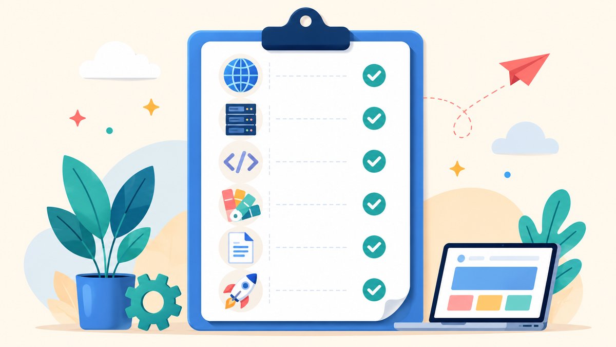 Website Setup Checklist for Beginners — domain, hosting, CMS, design, content, launch