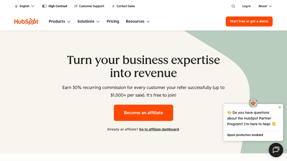 HubSpot affiliate program