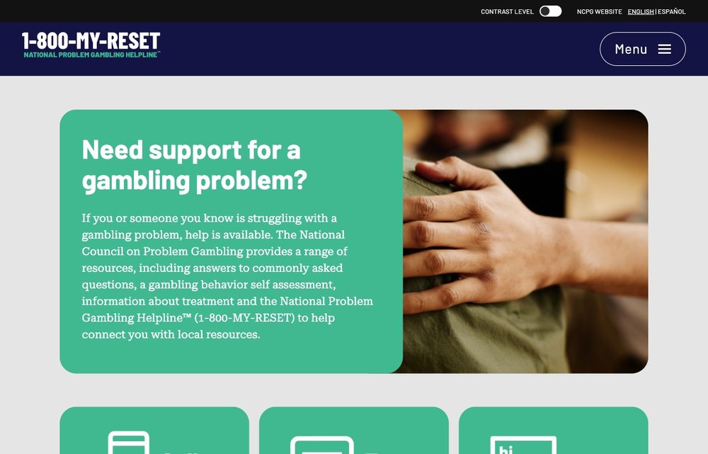 National Council on Problem Gambling help page