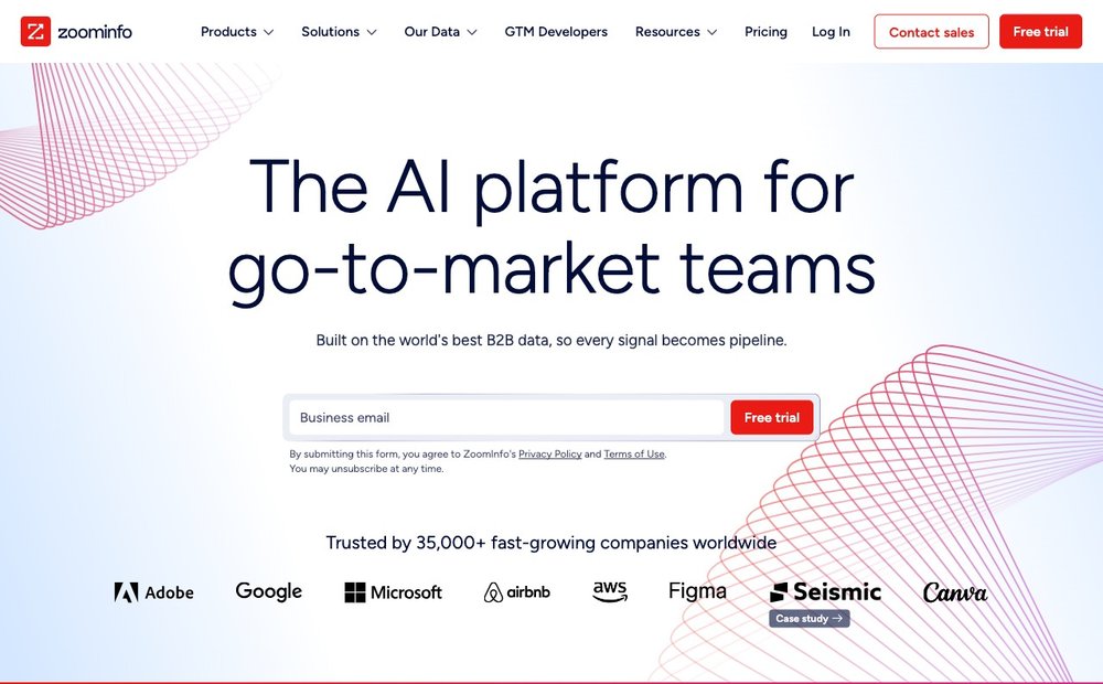 ZoomInfo homepage