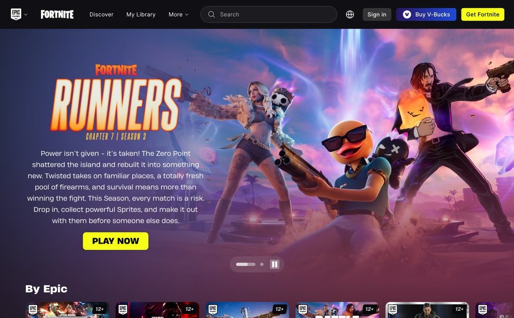 Fortnite homepage