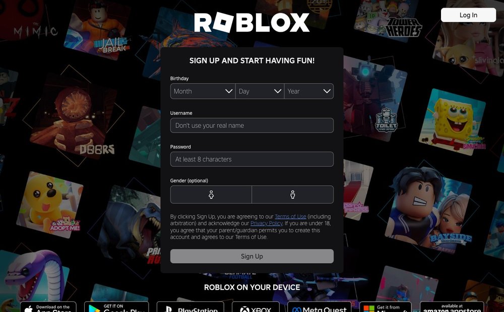 Roblox homepage